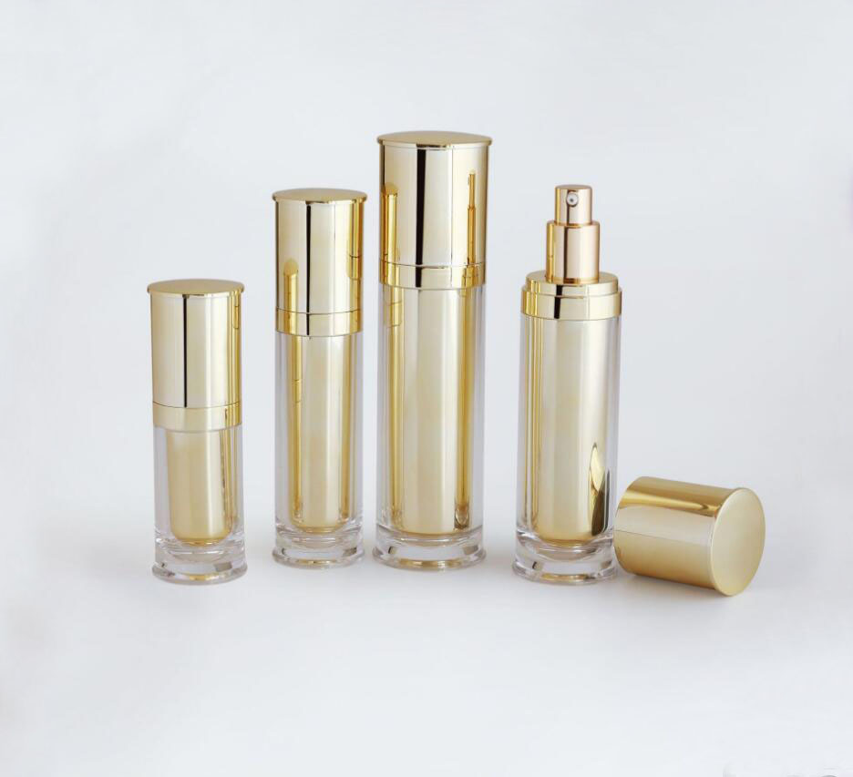 Essence Serum Toner - 120มิลลิลิตรเงากระจกทองอะคริลิกดขวดปั๊มโลชั่น/อิมัลชัน/มูลนิธิ/เซรั่ม/สารละลายหมอกสารพ่นสารเคมีบรรจุเครื่องสําอาง