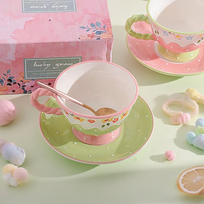 ชุดถ้วยกาแฟเซรามิกลายดอกไม้สไต - Korean Tea Set บทวิจารณ์และราคา