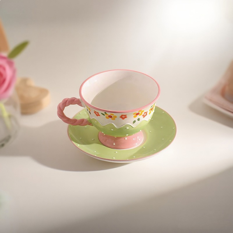 ชุดถ้วยกาแฟเซรามิกลายดอกไม้สไต - Korean Tea Set บทวิจารณ์และราคา