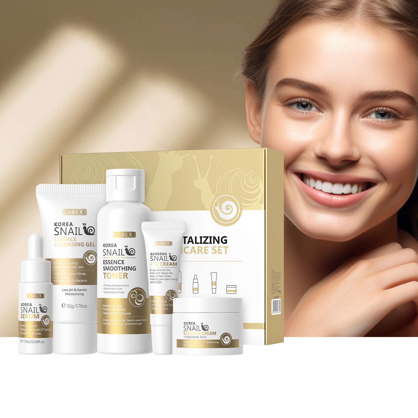 5 ชิ้นกล่องเกาหลี Snail Skin C - Essence Serum Toner บทวิจารณ์และราคา