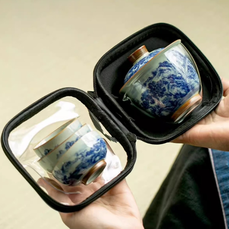 ชุดน้ำชาพกพาแบบจีนโบราณ สีน้ำเ - Korean Tea Set บทวิจารณ์และราคา